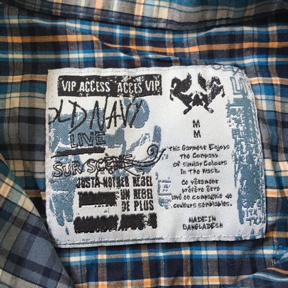 Old Navy Live Boys Button Up Dress Shirt Plaid Sz Medium (8) Blue Cotton - Picture 7 of 11